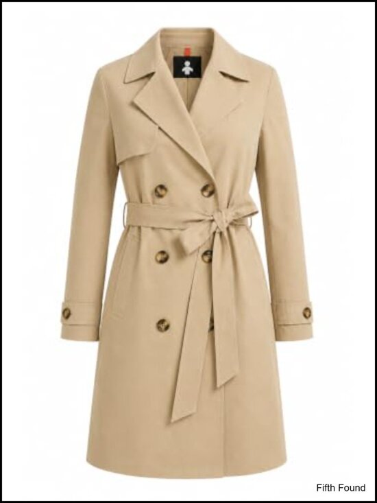 Jackets & Blazers - Waterproof Long Trench Coat Double Breasted Belted Lightweight Travel